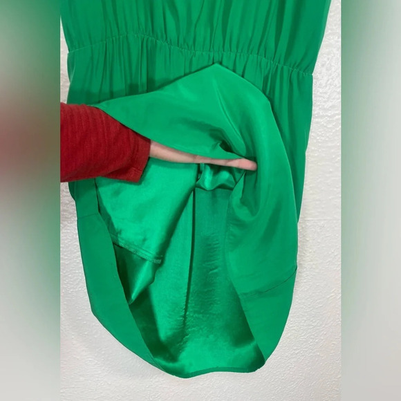 Amanda Uprichard Green 100% Silk Ruffle Mini Dress Women’s Small - Picture 3 of 9